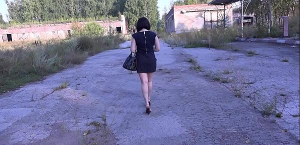  The brunette loves to walk in public places in a short skirt without panties, and then masturbate in a secluded place outdoors.